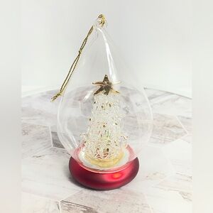 Avon Spun Glass Christmas Tree Ornament Light Music w Box